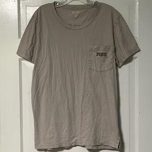 Victoria's Secret PINK  grey cotton Campus dog logo short sleeve Tee top